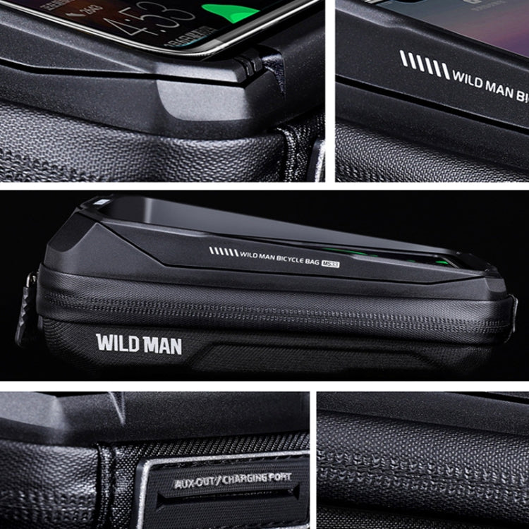 WILD MAN MS33 0.6L Mountain Bike Hard Shell Phone Touch Screen Handlebar Bag(Black) - Bicycle Bags by WILD MAN | Online Shopping UK | buy2fix