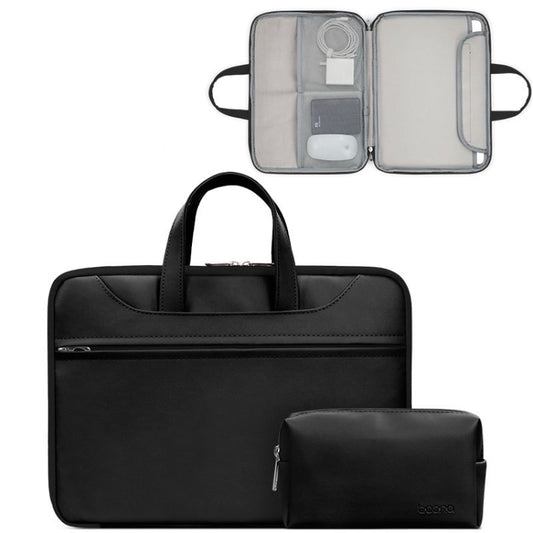 Baona BN-Q006 PU Leather Full Opening Laptop Handbag For 13/13.3 inches(Black+Power Bag) - 13.3 inch by Baona | Online Shopping UK | buy2fix
