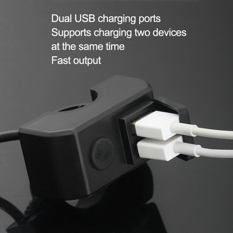 Motorcycle Dual USB Mobile Phone Charger 5V 3A Fast Charging(Black) - Battery Charger by buy2fix | Online Shopping UK | buy2fix