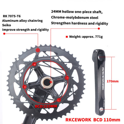 RACEWORK RKRFA Road Bike Aluminum Alloy 22-speed Crankset, Spec: 50-34T without BB - Bicycle Chains & Rounds by RACEWORK | Online Shopping UK | buy2fix