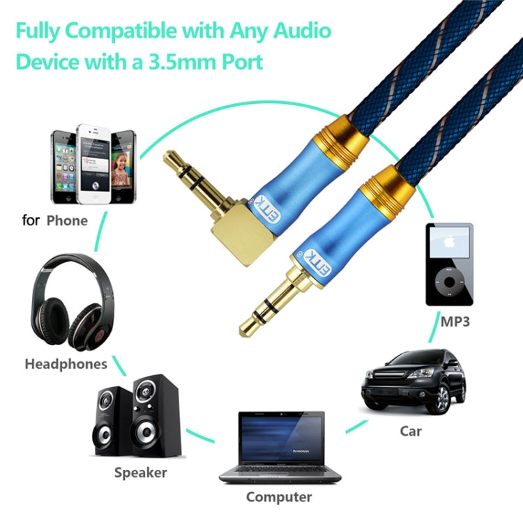 EMK 90-Degree Car 3.5mm Audio Cable Extension Cable, Cable Length: 5M(Blue) - Aux Cable by EMK | Online Shopping UK | buy2fix