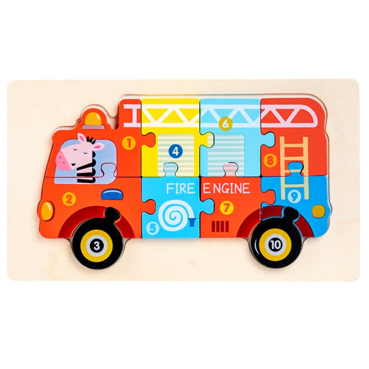 3 PCS Three-dimensional Buckle Traffic Puzzle Cognitive Puzzle Wooden Toy(Fighting Truck) - Puzzle Toys by buy2fix | Online Shopping UK | buy2fix