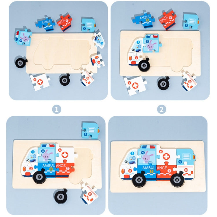 3 PCS Three-dimensional Buckle Traffic Puzzle Cognitive Puzzle Wooden Toy(Fighting Truck) - Puzzle Toys by buy2fix | Online Shopping UK | buy2fix