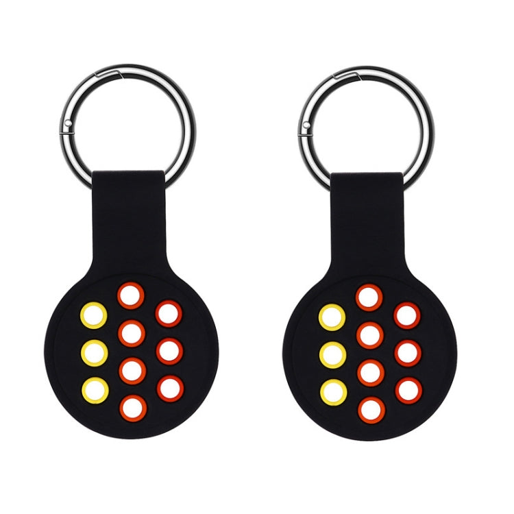 2 PCS  Contrast Color Perforated Silicone Case for AirTag Tracker(Black Colorful 12) -  by buy2fix | Online Shopping UK | buy2fix
