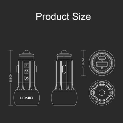 LDNIO C1 36W PD + QC 3.0 Car Fast Charger High Power Smart USB Car Charger with 8 Pin Cable - Car Charger by LDNIO | Online Shopping UK | buy2fix