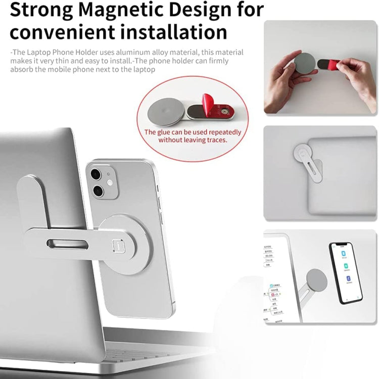 Laptop Phone Expansion Bracket Aluminum Magnetic Phone Stand(Silver) - Computer & Networking by buy2fix | Online Shopping UK | buy2fix