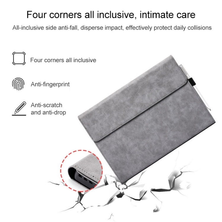 For Microsoft Surface Pro 9 Tablet Protective Case Holder(Microfiber Lambskin Texture Gray Case + Power Supply Bag) - Others by buy2fix | Online Shopping UK | buy2fix