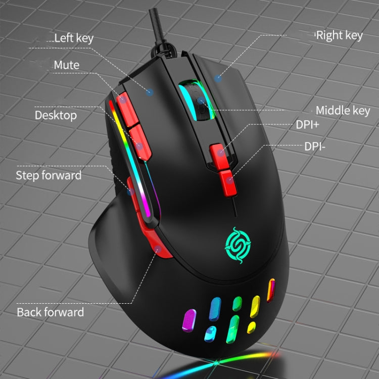 K-Snake Q15 9 Keys RGB Light Effect Wired Mechanical Mouse, Cable Length: 1.5m(White) - Wired Mice by K-Snake | Online Shopping UK | buy2fix