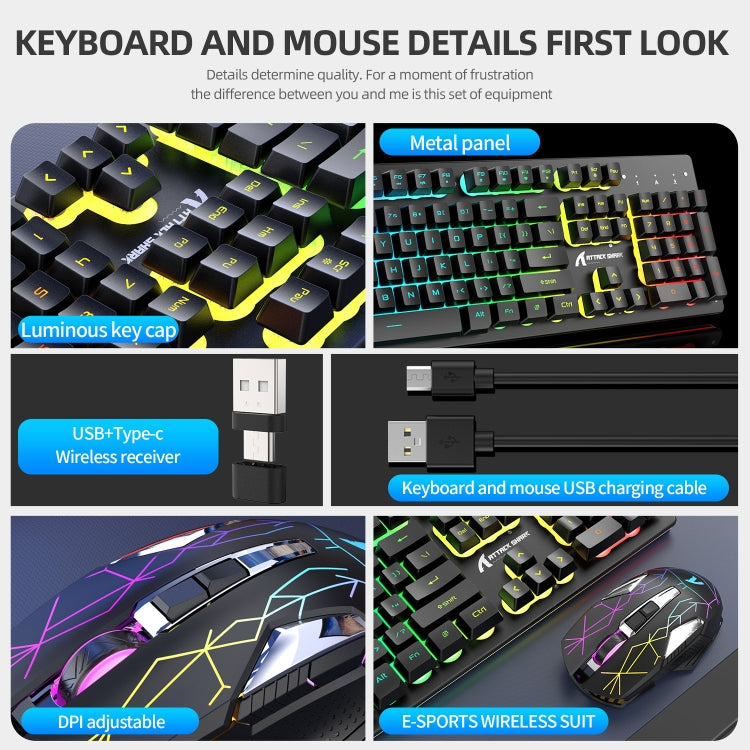 Attack Shark T3RGB RGB Luminous Wireless Keyboard And Mouse Set(White) - Wireless Keyboard by Attack Shark | Online Shopping UK | buy2fix