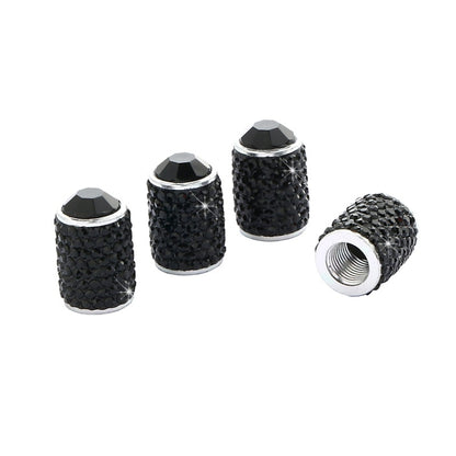 Car Tyre Aluminium Full Diamond Valve Cap With Seal(Black) - In Car by buy2fix | Online Shopping UK | buy2fix