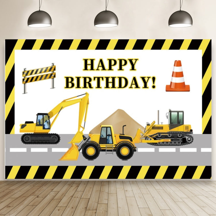 1.5m x 1m  Construction Vehicle Series Happy Birthday Photography Background Cloth(Mdz00628) - Camera Accessories by buy2fix | Online Shopping UK | buy2fix