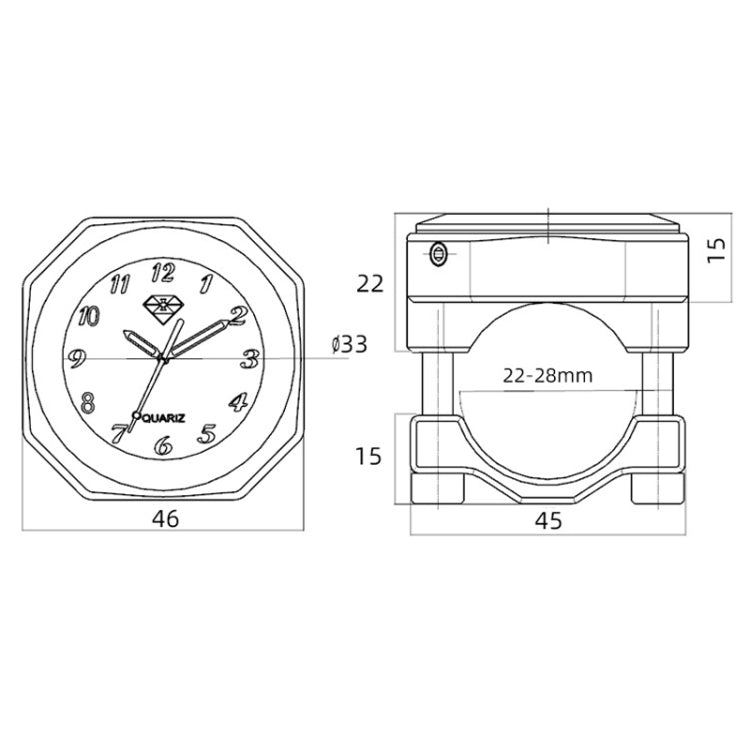 L1 Motorcycles Waterproof Outdoor Clock Temperature Gauge, Color: Clocks Black Silver - In Car by buy2fix | Online Shopping UK | buy2fix