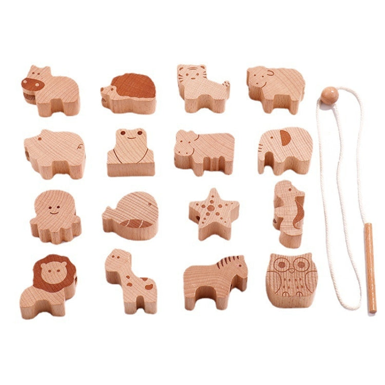 Children Animal String Beads Wood Wearing Rope Early Education Building Block - Early Education Toys by buy2fix | Online Shopping UK | buy2fix