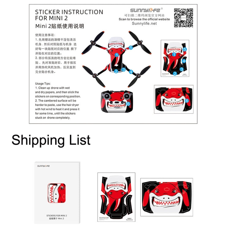 Sunnylife MM2-TZ452 For DJI Mini 2 Waterproof PVC Drone Body + Arm + Remote Control Decorative Protective Stickers Set(Big Eyes Monster) - Stickers by Sunnylife | Online Shopping UK | buy2fix