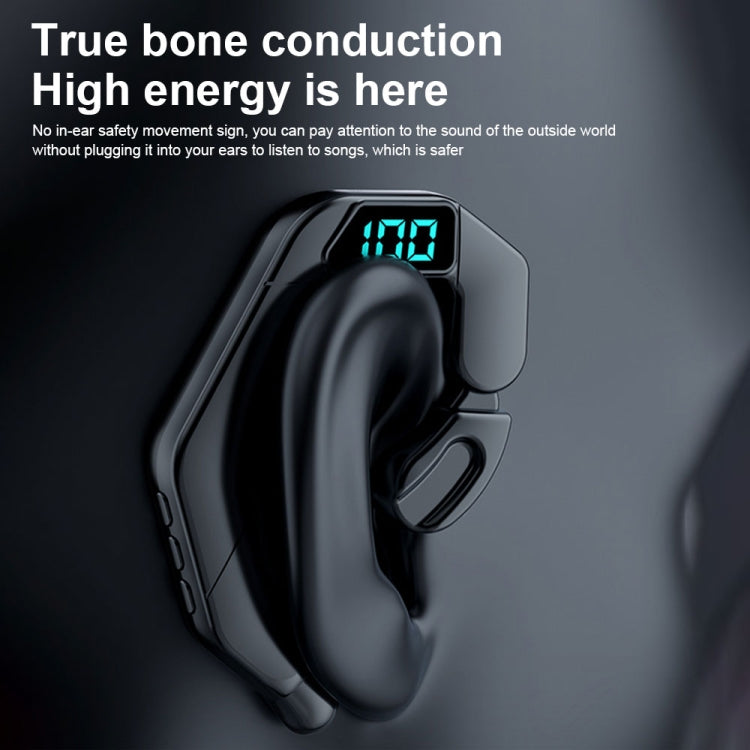 V19 Bone Conduction Digital Display Stereo Hanging Ear Sports Bluetooth Headset(Green) - Bluetooth Earphone by buy2fix | Online Shopping UK | buy2fix