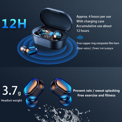 E7s Digital Sports Waterproof TWS Bluetooth 5.0 In-Ear Headphones(Black) - TWS Earphone by buy2fix | Online Shopping UK | buy2fix