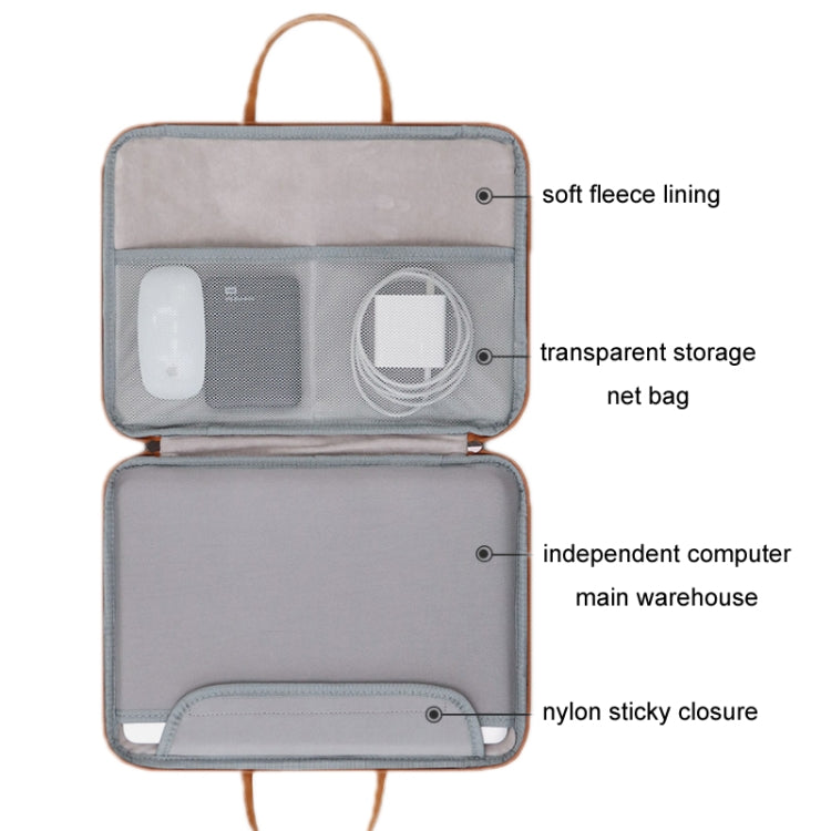 Baona Leather Fully Open Portable Waterproof Computer Bag, Size: 13/13.3 inches(Gray Black) - 13.3 inch by Baona | Online Shopping UK | buy2fix