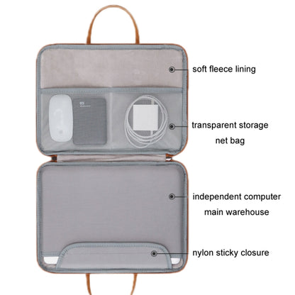 Baona Leather Fully Open Portable Waterproof Computer Bag, Size: 13/13.3 inches(Gray Black) - 13.3 inch by Baona | Online Shopping UK | buy2fix