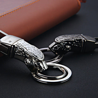 HONEST Metal Car Keychain Leopard Head Key Chain Pendant(Basic K Golden) - In Car by HONEST | Online Shopping UK | buy2fix