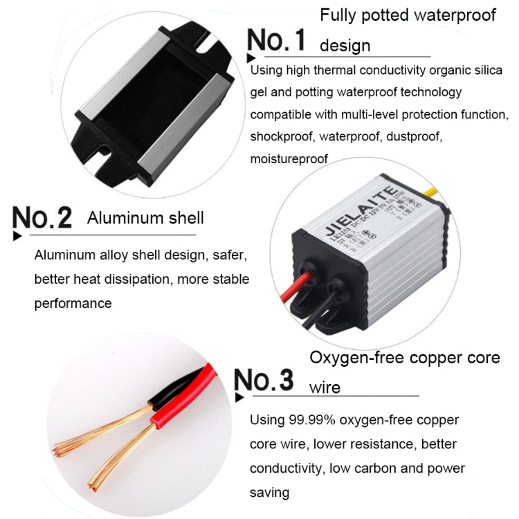 JIELAITE LK1253 15W Aluminum Alloy Intelligent Protection Waterproof Car Power Converter(12V to 9V/2A) - In Car by JIELAITE | Online Shopping UK | buy2fix