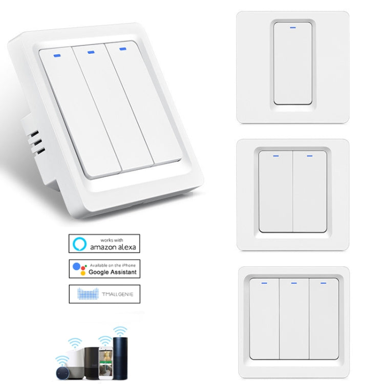 Tuya ZigBee Smart Single-fire Zero-fire Sharing Switch Phone Control Voice Panel EU Plug, Spec: 3 Buttons - Consumer Electronics by buy2fix | Online Shopping UK | buy2fix