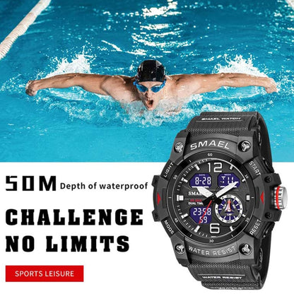 SMAEL 8007 Outdoor Sports Waterproof Dual Display Electronic Quartz Watch(Black) - Sport Watches by SMAEL | Online Shopping UK | buy2fix