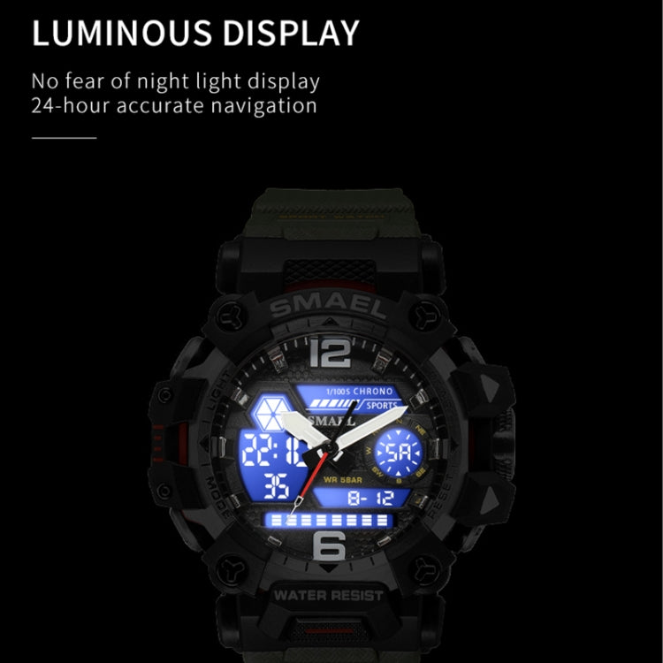 SMAEL 8072 Alloy Outdoor Multifunctional Electronic Watch Men Dual Display Waterproof Watch(Beige) - Metal Strap Watches by SMAEL | Online Shopping UK | buy2fix