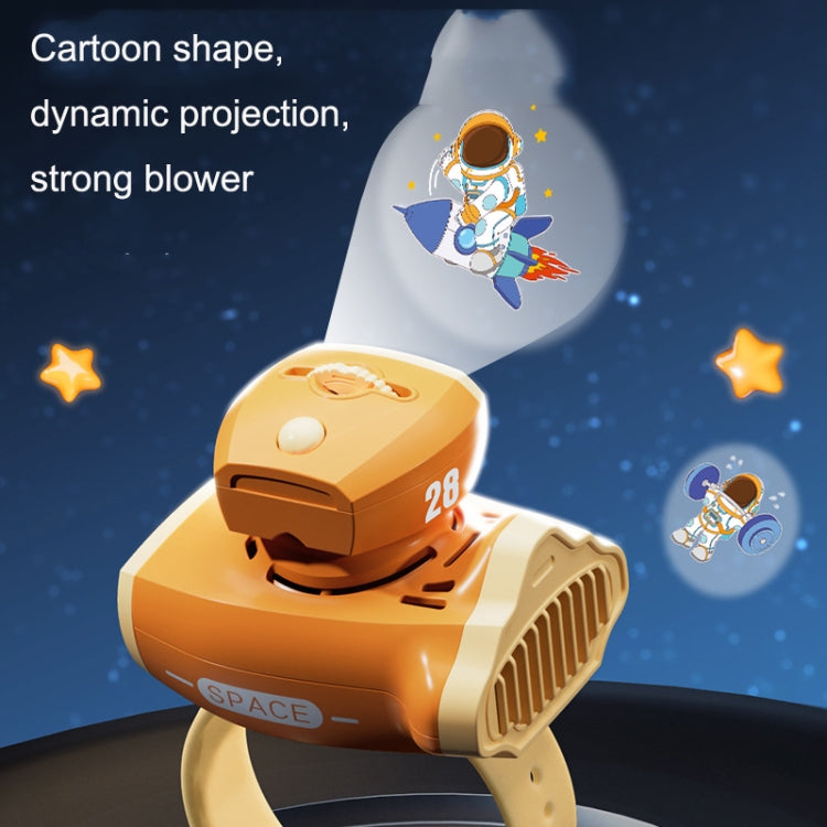 Children Spaceship Cartoon Watch Fan Projection USB Portable Bladeless Wrist Fan(Blue) - Consumer Electronics by buy2fix | Online Shopping UK | buy2fix