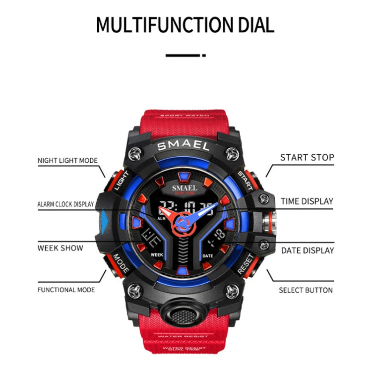 SMAEL 8075 Multi-function Waterproof Night Light Outdoor Watch(Red) - Sport Watches by SMAEL | Online Shopping UK | buy2fix