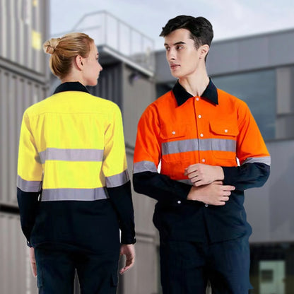 Pure Cotton Long-sleeved Reflective Clothes Overalls Work Clothes, Size: XXXL(Orange Top) - Workplace Safety Supplies by buy2fix | Online Shopping UK | buy2fix