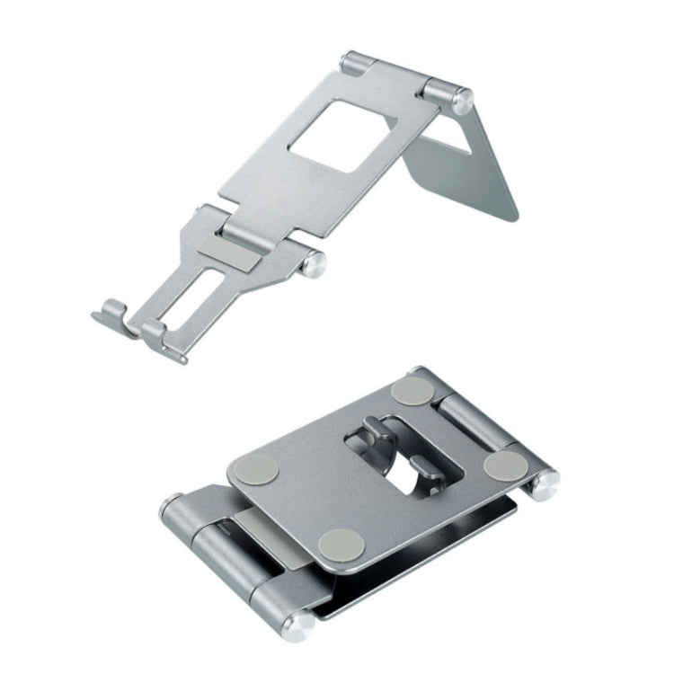 Z10A   Aluminum Alloy Double Folding Mobile Phone Holder Desktop Tablet Lazy Holder(Silver) - Desktop Holder by buy2fix | Online Shopping UK | buy2fix