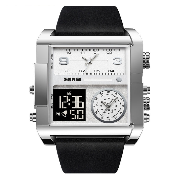 SKMEI 2020 Square Large Dial Triple Movement Men Sports Watch(Silver Shell Black Belt Black Machine) - LED Digital Watches by SKMEI | Online Shopping UK | buy2fix