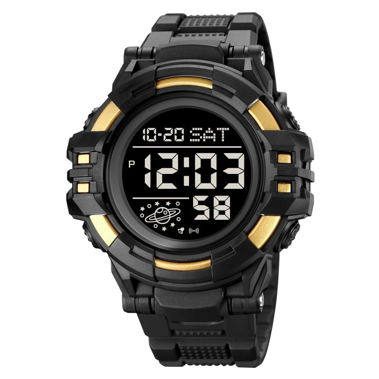 SKMEI 2003 Multifunctional Back Light Sports Watch Mens Countdown Date Alarm Clock Watch(Gold Black Machine) - LED Digital Watches by SKMEI | Online Shopping UK | buy2fix