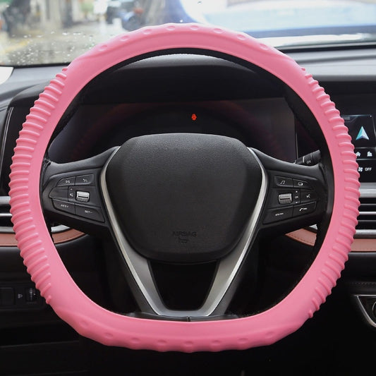 Silicone Non-slip Wear-resistant Concave Point Car Steering Wheel Cover, Size: 34-38cm(Light Pink) - In Car by buy2fix | Online Shopping UK | buy2fix