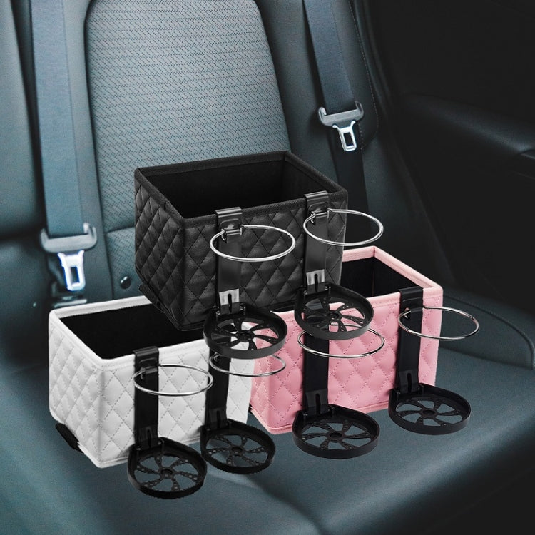 Car Armrest Box Folding Storage Box Multifunctional Water Cup Holder(Leather Black) - In Car by buy2fix | Online Shopping UK | buy2fix