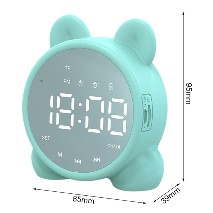 P1 Mini Card Mirror Clock Wireless Bluetooth Speaker with FM Radio(Light Green) - Mini Speaker by buy2fix | Online Shopping UK | buy2fix