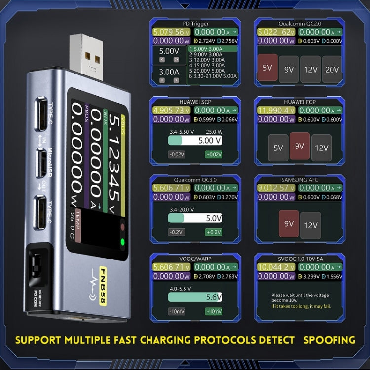 FNIRSI FNB58 USB Voltage Ammeter TYPE-C Fast Charge Power Tester, Specification: Bluetooth -  by FNIRSI | Online Shopping UK | buy2fix