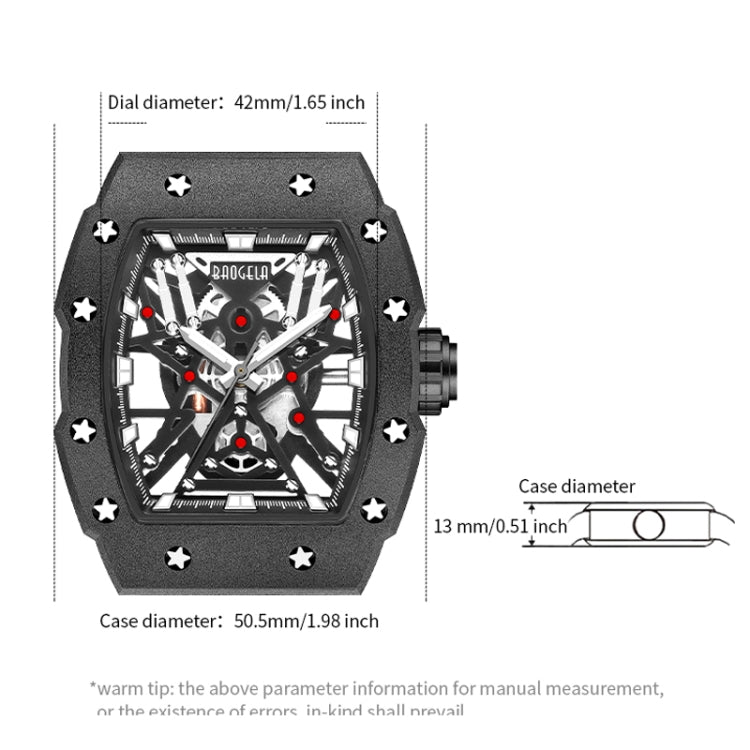 BAOGELA 224147 Wine Barrel Shaped Hollow Night Light Waterproof Sports Silicone Men Watch(Black Shell Black Belt) - Silicone Strap Watches by BAOGELA | Online Shopping UK | buy2fix