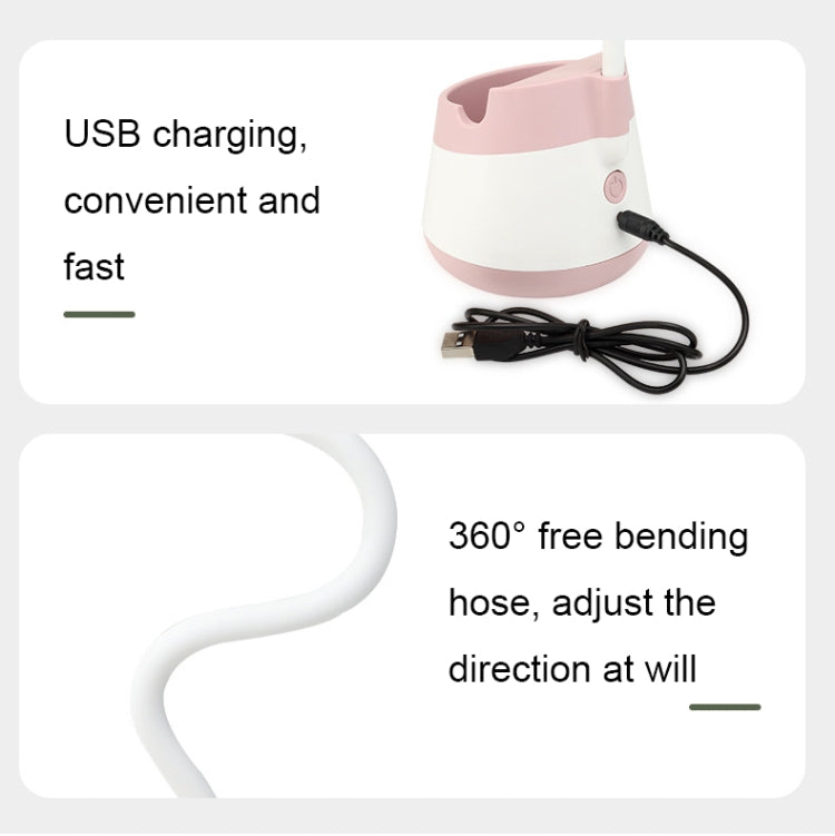 276A USB Charging Desktop Pen Holder Fan with Phone Holder Function Dormitory Portable Fan(Pink) - Electric Fans by buy2fix | Online Shopping UK | buy2fix