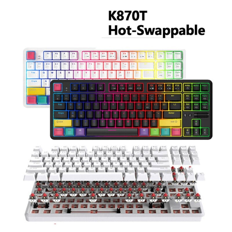 Ajazz K870T 87-Key Hot Swap Bluetooth/Wired Dual Mode RGB Backlight Office Game Mechanical Keyboard Tea Shaft (Black) - Wireless Keyboard by Ajazz | Online Shopping UK | buy2fix