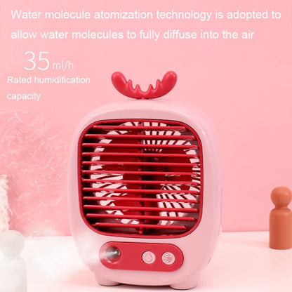 1315 Spray Humidification Hydrating Cartoon Fan USB Charging Desktop Fan(Deer Green) - Electric Fans by buy2fix | Online Shopping UK | buy2fix