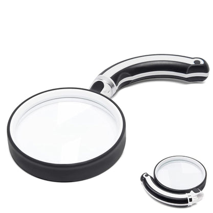 100mm Rubber Handle Folding Rotating Hand Magnifying Glass - Hand Held Style by buy2fix | Online Shopping UK | buy2fix