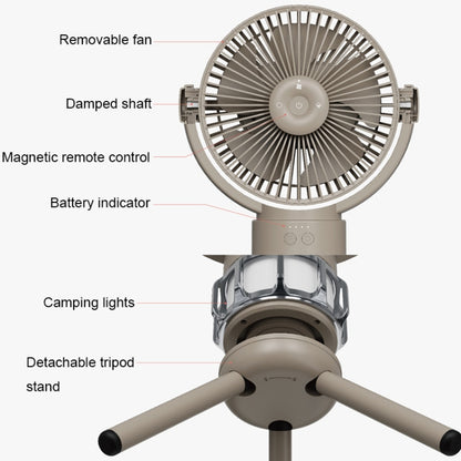 QW-F33 Tripod Outdoor Camping Light Fan Tent USB Charging Detachable Shaking Head Ceiling Fan(White) - Electric Fans by buy2fix | Online Shopping UK | buy2fix