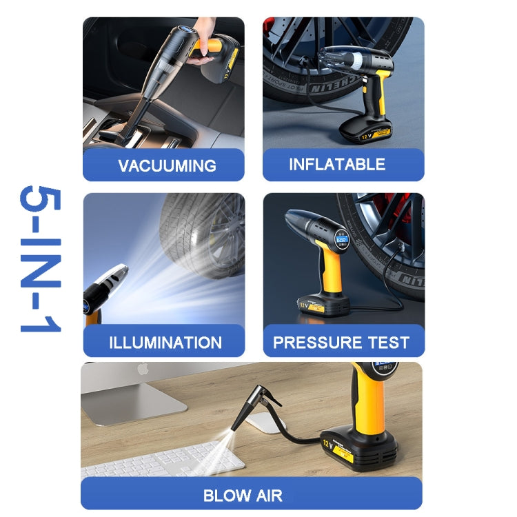 SUITU ST-6637  Wireless Model 5 In 1 60W  Double Motor Car Vacuum Cleaner With Blowing Air Pump Pressure Measuring Lighting Function - Vacuum Cleaner by SUITU | Online Shopping UK | buy2fix