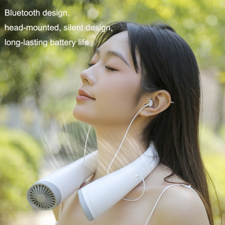 U-23 Ultra-Long Battery Life Outdoor Mute USB Bluetooth Hanging Neck Fan(White) - Electric Fans by buy2fix | Online Shopping UK | buy2fix