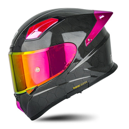 SOMAN Four Seasons Full Cover Motorcycle Helmet, Size: M(Snake Carbon Fiber Red Purple) - Helmets by SOMAN | Online Shopping UK | buy2fix