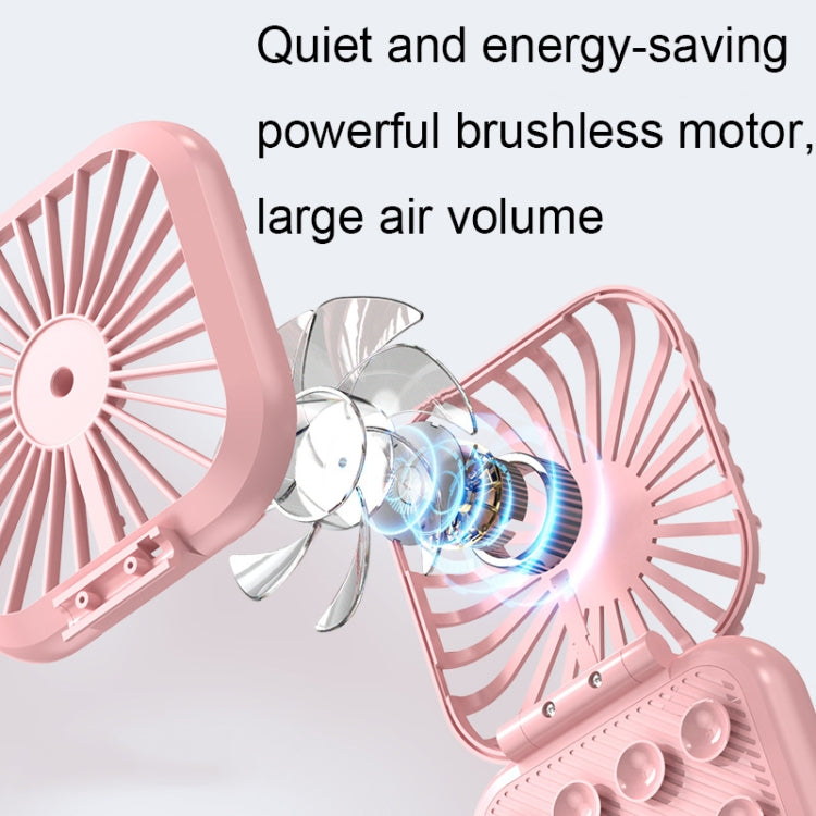 Mini Folding Neck Phone Holder Fan USB Charging Power Bank Fan(Pink) - Electric Fans by buy2fix | Online Shopping UK | buy2fix