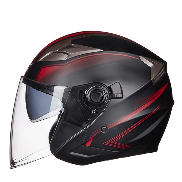 GXT 708 Electric Vehicle Dual Lens Helmet Four Seasons Safety Helmet, Size: L(Matt Black Red) - Helmets by GXT | Online Shopping UK | buy2fix