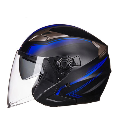 GXT 708 Electric Vehicle Dual Lens Helmet Four Seasons Safety Helmet, Size: XL(Matt Black Blue) - Helmets by GXT | Online Shopping UK | buy2fix