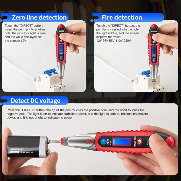 ANENG VD700 2pcs Sound and Light Alarm Non-contact Digital Display Sensor Multi-function Test Pen(Yellow Green) - Voltage Detector by ANENG | Online Shopping UK | buy2fix